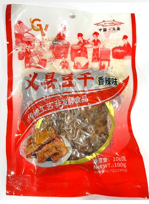 义县豆干（香辣味）Seasoned Hard Beancurd (Spicy Flavor)