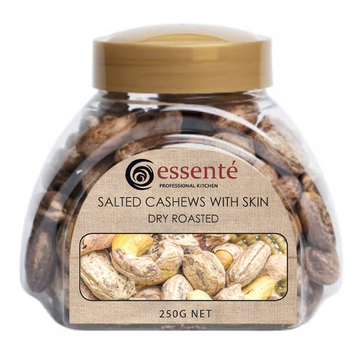 CASHEWS WHOLE SKIN ON ROASTED & SALTED IN TUBS ESSENTE 250gm - Image 1